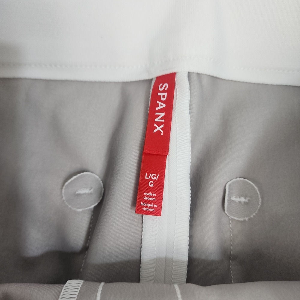 SPANX On-The-Go Ankle Slim Straight Pants Womens Large White High Rise Casual - Picture 2 of 6